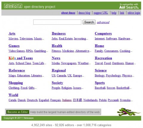 dmoz open project directory
